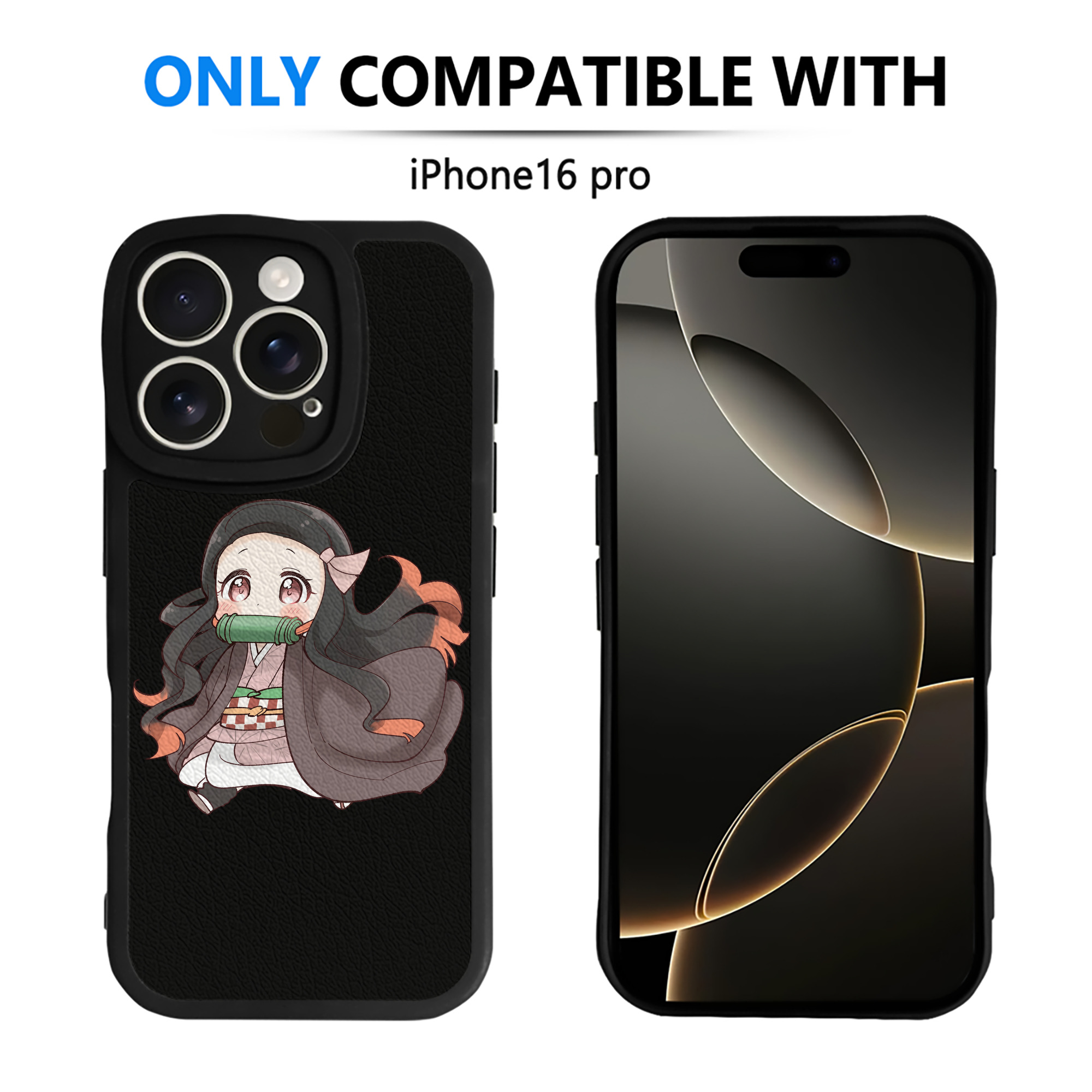 （画像用） 鬼滅の刃（きめつのやいば）竈門 禰󠄀豆子／かまど ねずこ Kamado Nezuko 【iPhone 16シリーズ対応】シリコンスマホケース（レザー調） 材質：シリコン